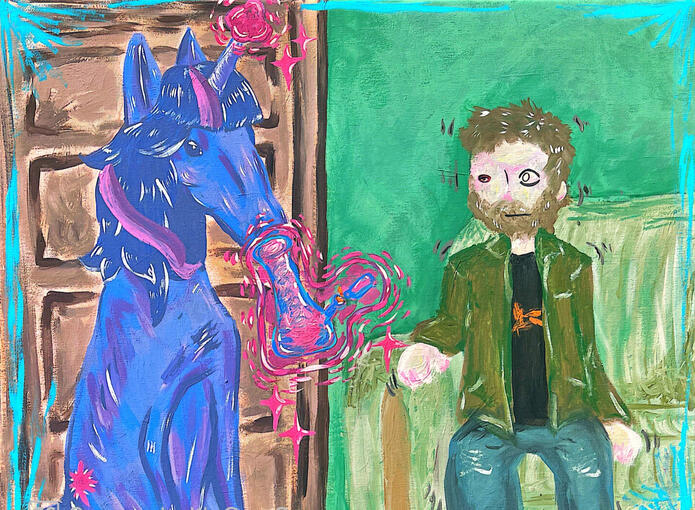 twilight sparkle smoking a bong in charlie kelly's apartment not washing out the colours when photographing and scanning this was quite difficult.